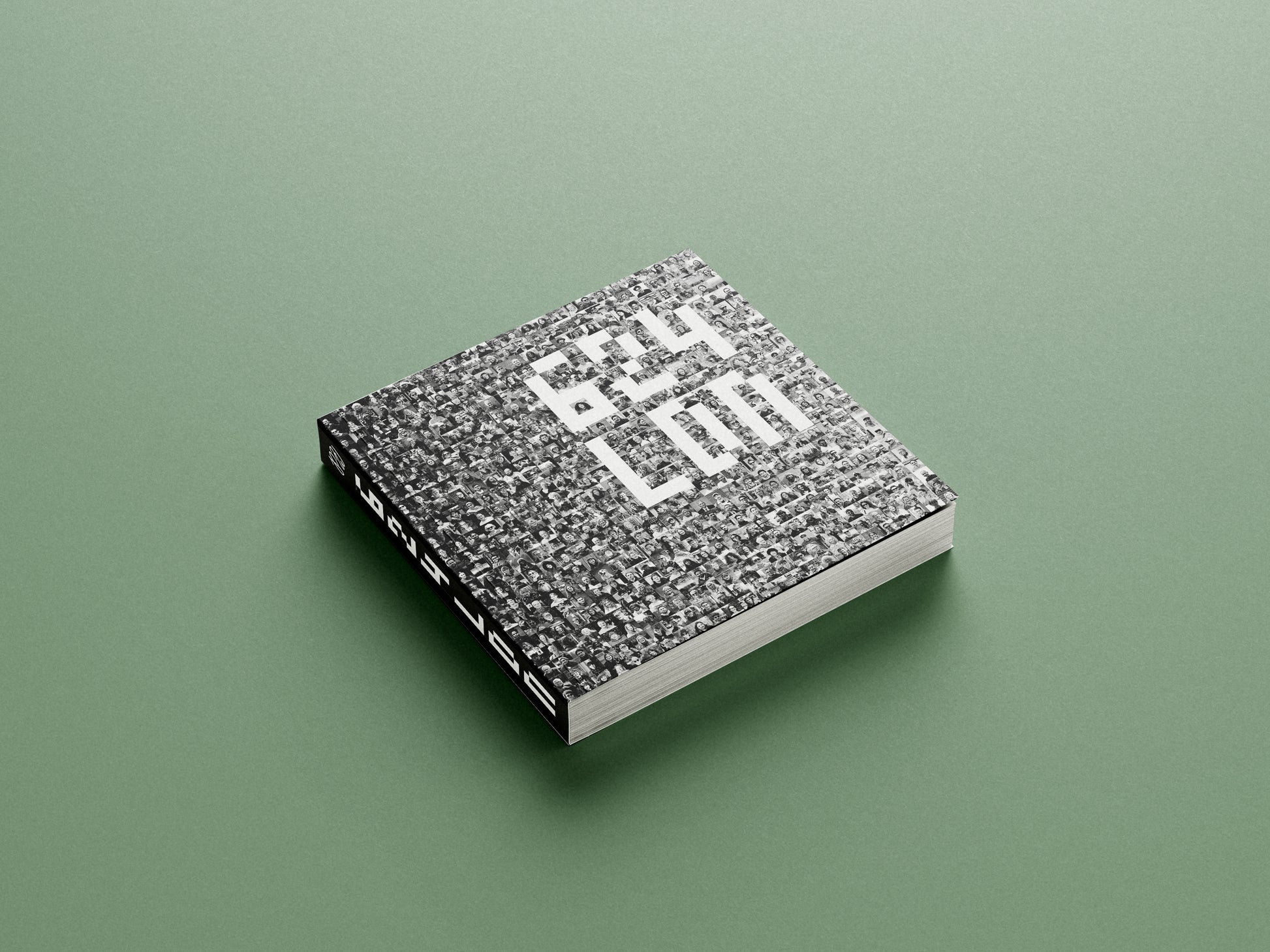 Book with textured cover and white text on a green background